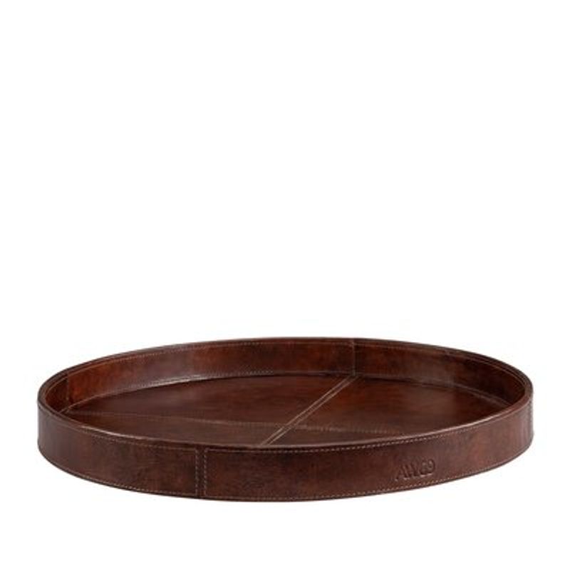 Tray round  - leather